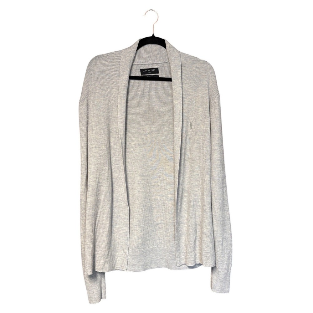 AllSaints Mode Merino Open Cardigan Ribbed Knit Wool Sweater MK002D Men's Large‎